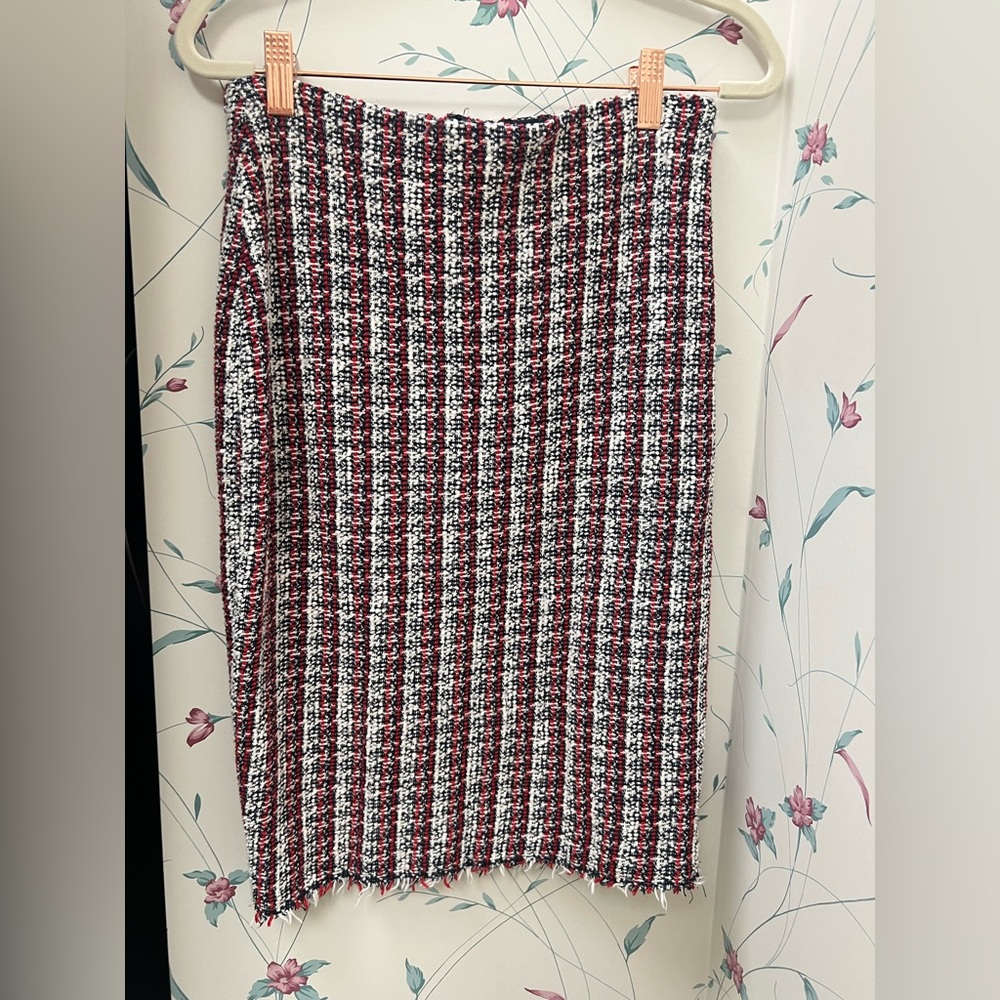 Red white and blue Bailey 44 tweed pencil skirt